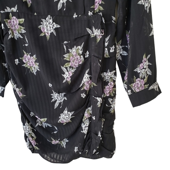 Heartloom Long Sleeve Ruffled Floral Chiffon Shutter Skirt Mini Dress - Picture 9 of 13